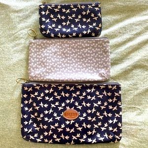 Fossil pvc coated canvas pouch/make up bags set of three